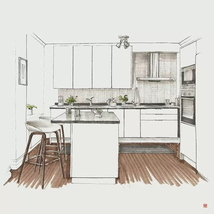 10 Inspirasi Sketsa Dapur Minimalis Dengan Tampilan Ciamik